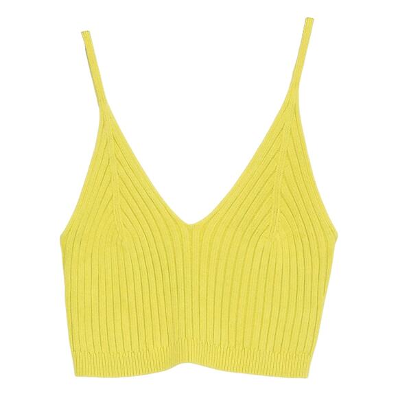 Free People Crop Tank Top Cami Y2K Ribbed Minimalist 90s Grunge Green Medium - Picture 1 of 6